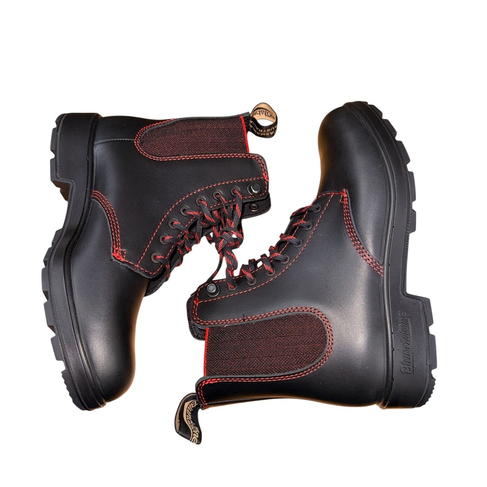 NEW Blundstone LaceUp Boots Women AU 4.5/US 7.5 Black Leather Contrast Stitching